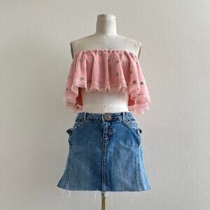 handmade pink and silver mesh polka dot bandeau